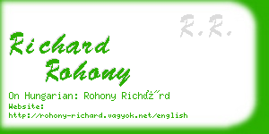 richard rohony business card